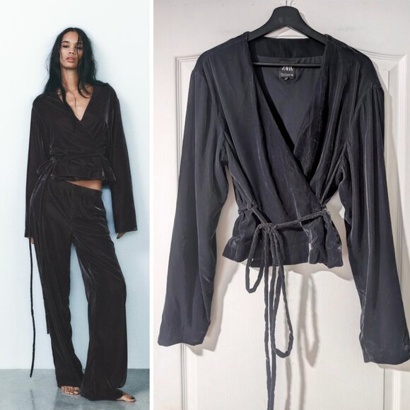 NEW Zara | Velvet Wrap Jacket - Picture 1 of 13